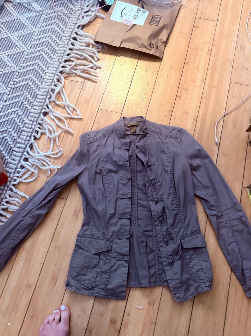 H&M Gray Utility Jacket with Tab Details